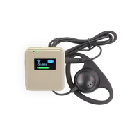 Wireless earbud receiver showtime with display on a white background
