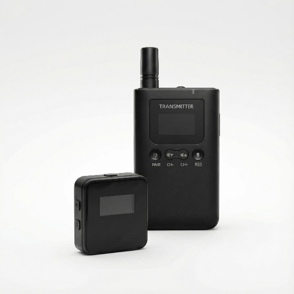 Black HorsewhispererPRO wireless transmitter and receiver on a white background
